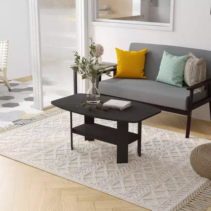Table Basse HOMLUX à 2 Niveaux, Table Basse Moderne avec Étagère Ouverte de Rangement pour Salon