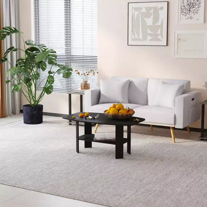 Table Basse HOMLUX à 2 Niveaux, Table Basse Moderne avec Étagère Ouverte de Rangement pour Salon