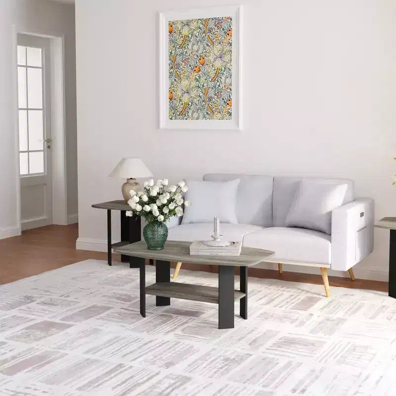 Table Basse HOMLUX à 2 Niveaux, Table Basse Moderne avec Étagère Ouverte de Rangement pour Salon