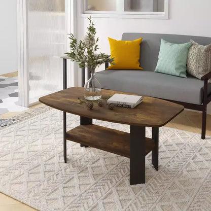 Table Basse HOMLUX à 2 Niveaux, Table Basse Moderne avec Étagère Ouverte de Rangement pour Salon