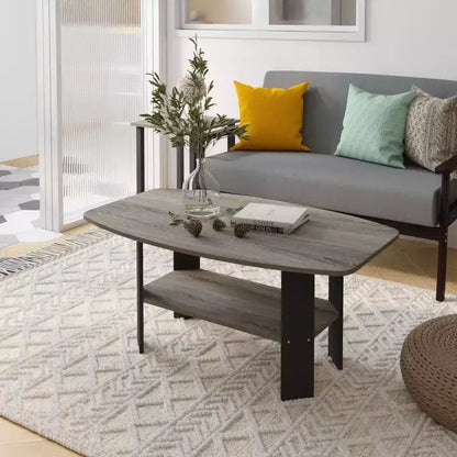 Table Basse HOMLUX à 2 Niveaux, Table Basse Moderne avec Étagère Ouverte de Rangement pour Salon