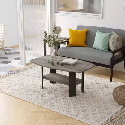Table Basse HOMLUX à 2 Niveaux, Table Basse Moderne avec Étagère Ouverte de Rangement pour Salon