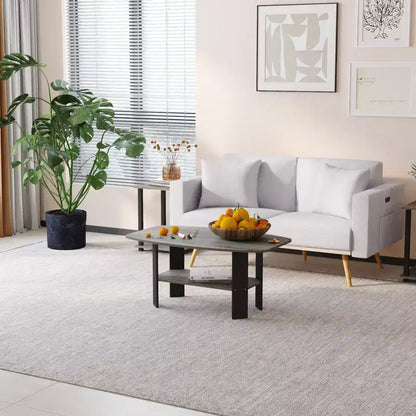 Table Basse HOMLUX à 2 Niveaux, Table Basse Moderne avec Étagère Ouverte de Rangement pour Salon