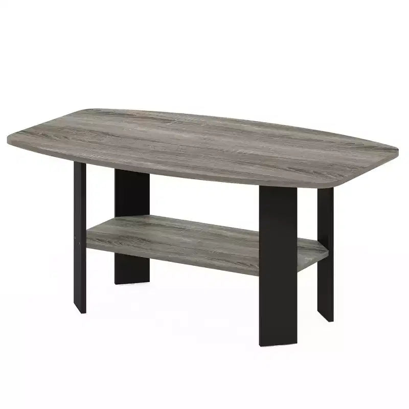 Table Basse HOMLUX à 2 Niveaux, Table Basse Moderne avec Étagère Ouverte de Rangement pour Salon