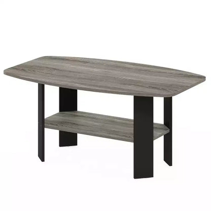 Table Basse HOMLUX à 2 Niveaux, Table Basse Moderne avec Étagère Ouverte de Rangement pour Salon