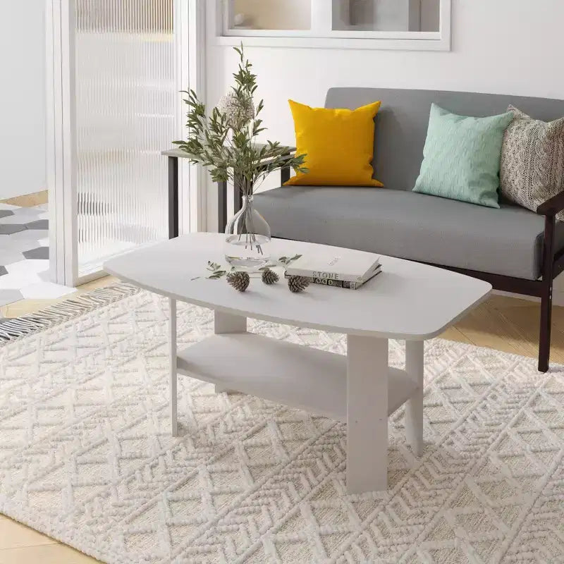 Table Basse HOMLUX à 2 Niveaux, Table Basse Moderne avec Étagère Ouverte de Rangement pour Salon