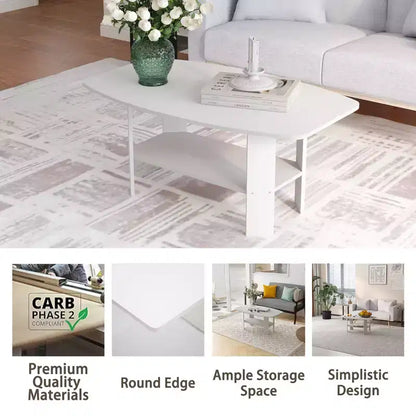 Table Basse HOMLUX à 2 Niveaux, Table Basse Moderne avec Étagère Ouverte de Rangement pour Salon