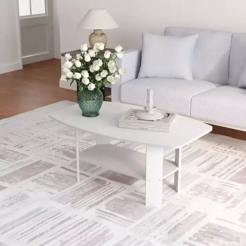 Table Basse HOMLUX à 2 Niveaux, Table Basse Moderne avec Étagère Ouverte de Rangement pour Salon
