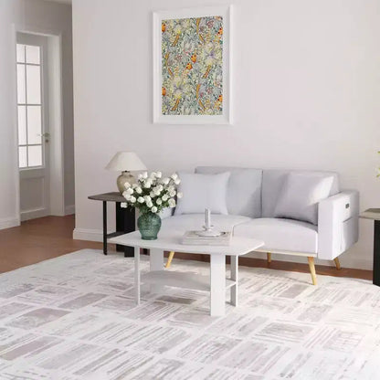 Table Basse HOMLUX à 2 Niveaux, Table Basse Moderne avec Étagère Ouverte de Rangement pour Salon