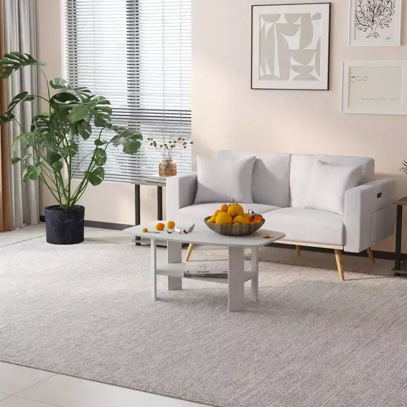 Table Basse HOMLUX à 2 Niveaux, Table Basse Moderne avec Étagère Ouverte de Rangement pour Salon
