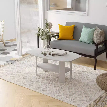 Table Basse HOMLUX à 2 Niveaux, Table Basse Moderne avec Étagère Ouverte de Rangement pour Salon