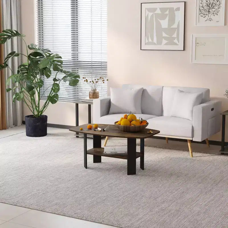 Table Basse HOMLUX à 2 Niveaux, Table Basse Moderne avec Étagère Ouverte de Rangement pour Salon