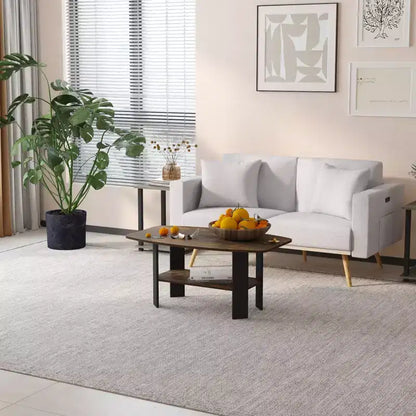 Table Basse HOMLUX à 2 Niveaux, Table Basse Moderne avec Étagère Ouverte de Rangement pour Salon