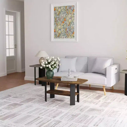 Table Basse HOMLUX à 2 Niveaux, Table Basse Moderne avec Étagère Ouverte de Rangement pour Salon