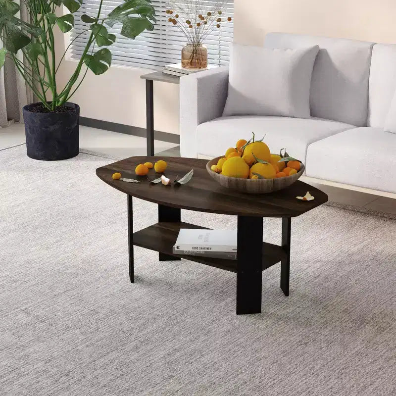 Table Basse HOMLUX à 2 Niveaux, Table Basse Moderne avec Étagère Ouverte de Rangement pour Salon