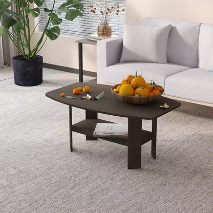 Table Basse HOMLUX à 2 Niveaux, Table Basse Moderne avec Étagère Ouverte de Rangement pour Salon