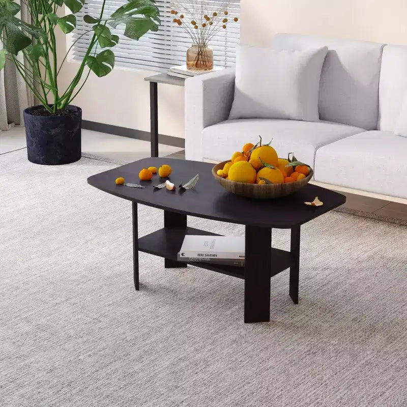Table Basse HOMLUX à 2 Niveaux, Table Basse Moderne avec Étagère Ouverte de Rangement pour Salon