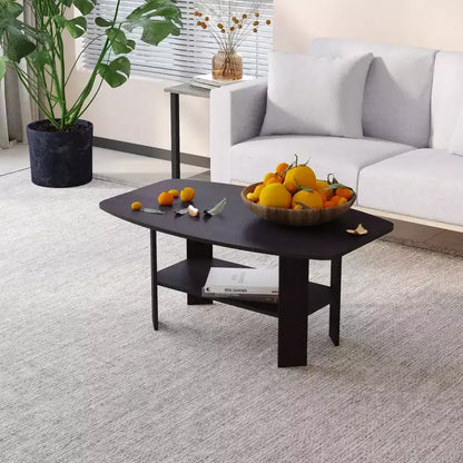 Table Basse HOMLUX à 2 Niveaux, Table Basse Moderne avec Étagère Ouverte de Rangement pour Salon