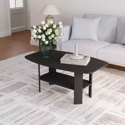 Table Basse HOMLUX à 2 Niveaux, Table Basse Moderne avec Étagère Ouverte de Rangement pour Salon
