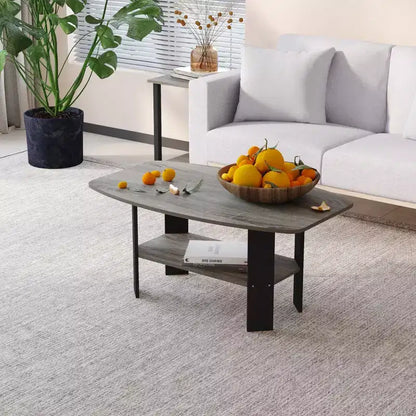 Table Basse HOMLUX à 2 Niveaux, Table Basse Moderne avec Étagère Ouverte de Rangement pour Salon