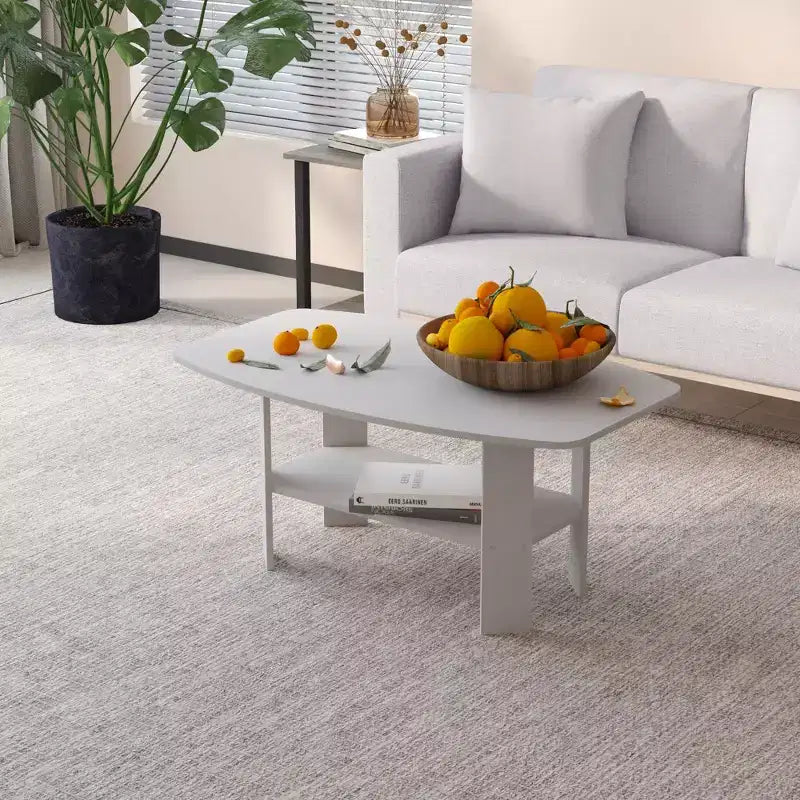 Table Basse HOMLUX à 2 Niveaux, Table Basse Moderne avec Étagère Ouverte de Rangement pour Salon