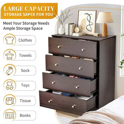 Commode à 5 tiroirs Karl Home pour chambre à coucher et commode avec construction robuste, organisateur de rangement en bois pour placard marron