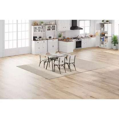 Ensemble de salle à manger 4 pièces avec chaises en tissu bouclé, table rectangulaire effet marbre avec 4 fauteuils rembourrés, ensemble de cuisine compact pour petits espaces