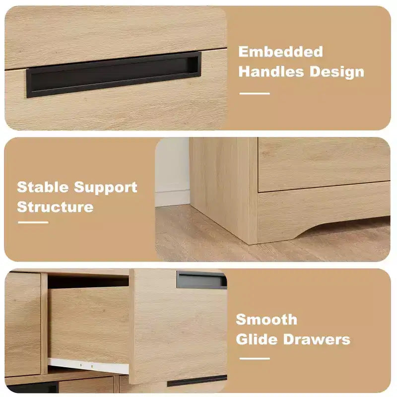 COZONY Commode Moderne à 6 Tiroirs avec Poignées Intégrées, Organisateur de Rangement en Bois pour Chambre à Coucher, Salon, Chambre d'Enfant