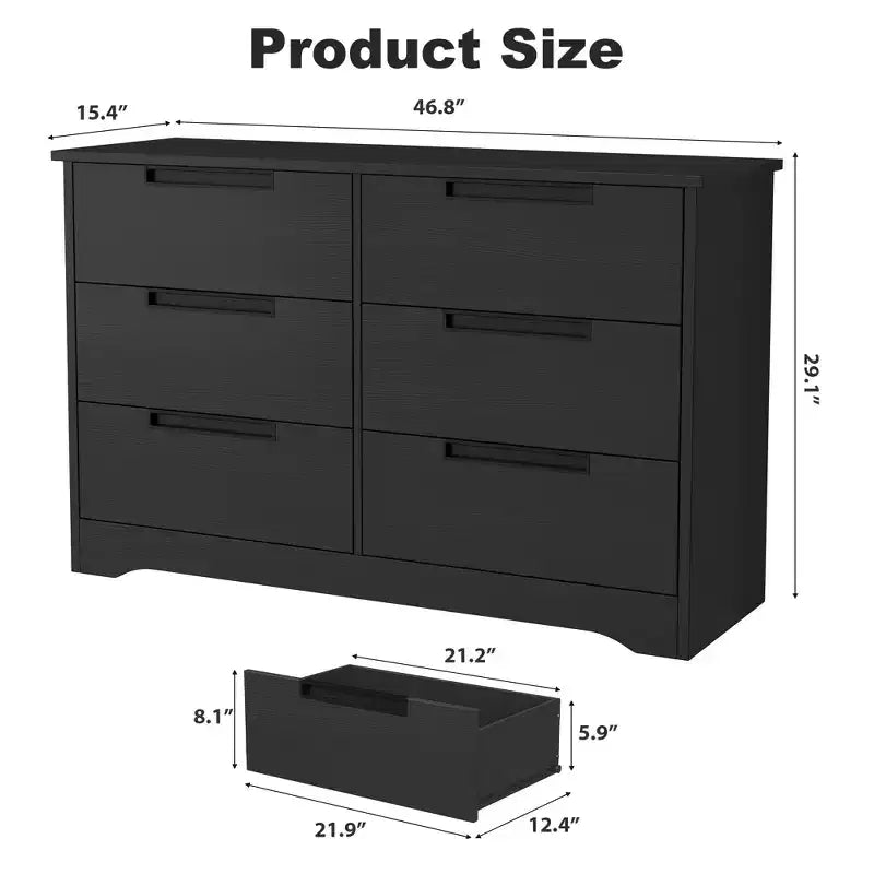 COZONY Commode Moderne à 6 Tiroirs avec Poignées Intégrées, Organisateur de Rangement en Bois pour Chambre à Coucher, Salon, Chambre d'Enfant