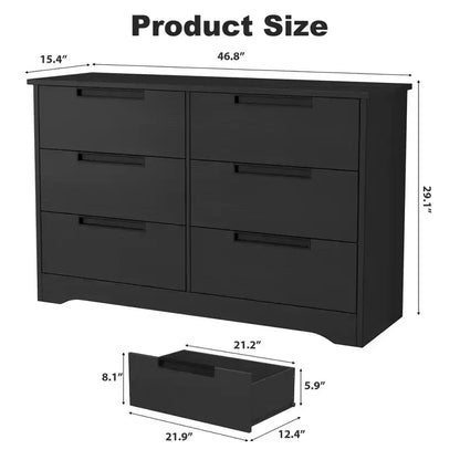 COZONY Commode Moderne à 6 Tiroirs avec Poignées Intégrées, Organisateur de Rangement en Bois pour Chambre à Coucher, Salon, Chambre d'Enfant