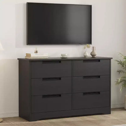 COZONY Commode Moderne à 6 Tiroirs avec Poignées Intégrées, Organisateur de Rangement en Bois pour Chambre à Coucher, Salon, Chambre d'Enfant