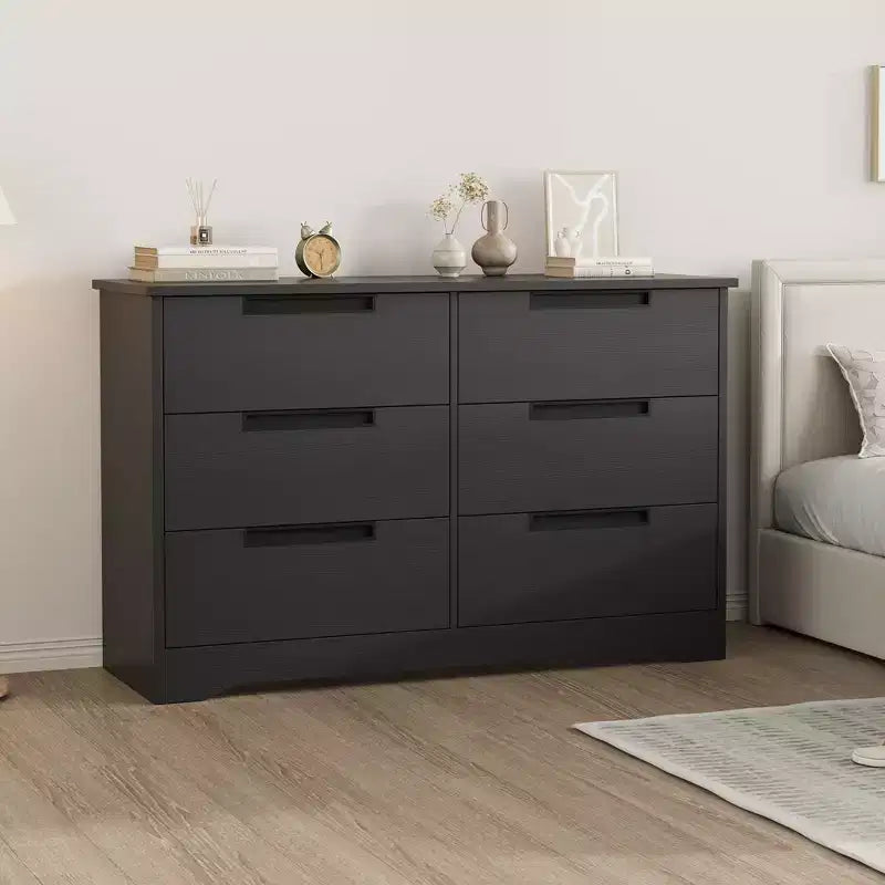 COZONY Commode Moderne à 6 Tiroirs avec Poignées Intégrées, Organisateur de Rangement en Bois pour Chambre à Coucher, Salon, Chambre d'Enfant