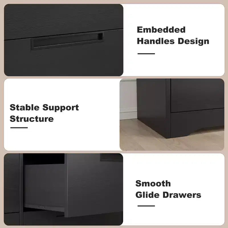 COZONY Commode Moderne à 6 Tiroirs avec Poignées Intégrées, Organisateur de Rangement en Bois pour Chambre à Coucher, Salon, Chambre d'Enfant