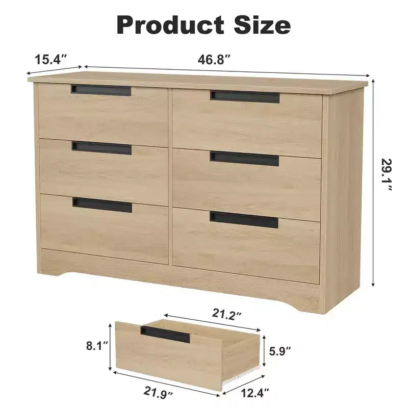 COZONY Commode Moderne à 6 Tiroirs avec Poignées Intégrées, Organisateur de Rangement en Bois pour Chambre à Coucher, Salon, Chambre d'Enfant