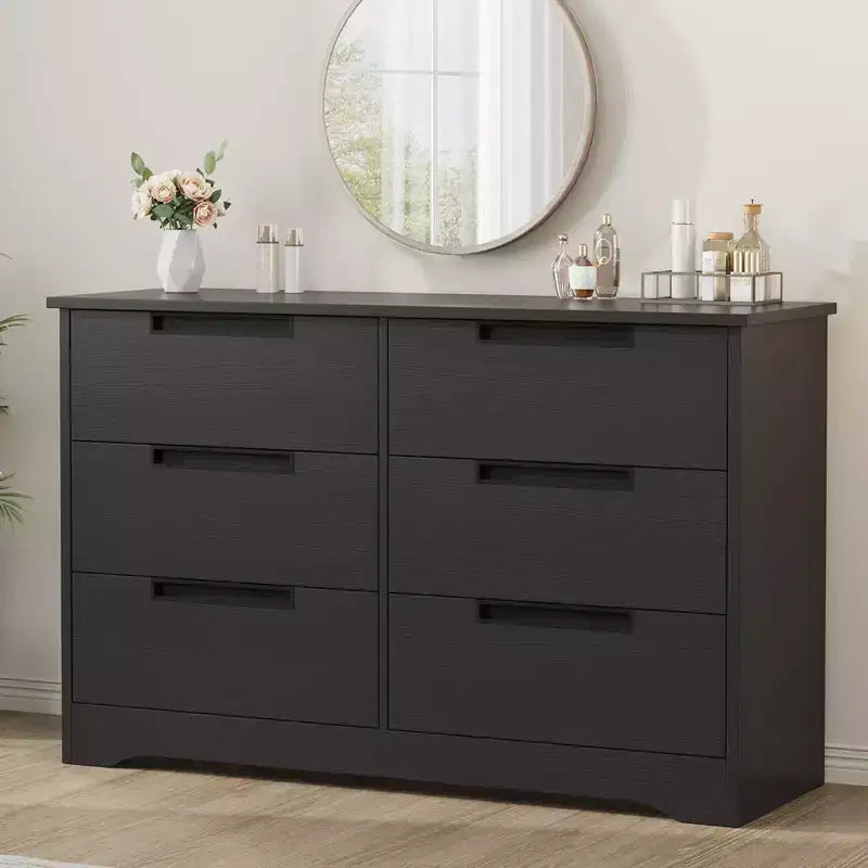 COZONY 6-Drawer Modern Dresser with Integrated Handles, Wooden Storage Organizer for Bedroom Living Room Nursery