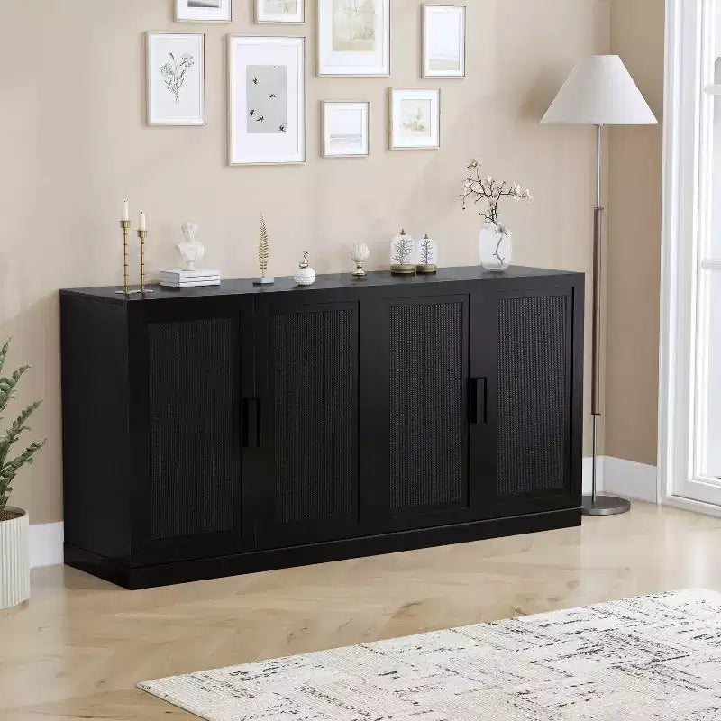 Buffet et armoire empilables en bois massif avec étagères réglables