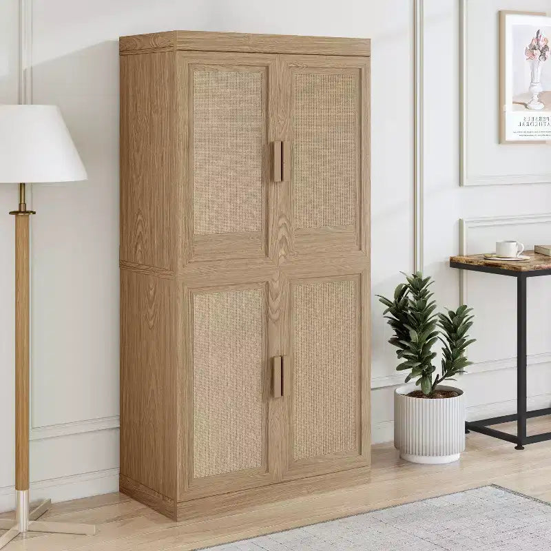 Buffet et armoire empilables en bois massif avec étagères réglables