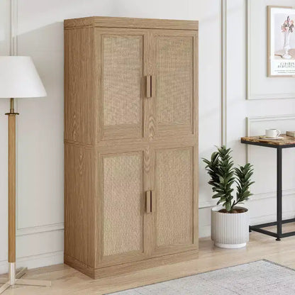 Buffet et armoire empilables en bois massif avec étagères réglables