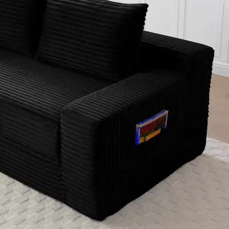 Canapé convertible 2-en-1 moderne Okak sans accoudoirs avec mousse à mémoire de forme, futon en velours côtelé pour salon, appartement