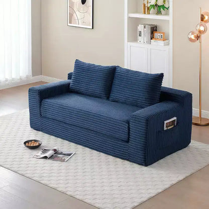 Canapé convertible 2-en-1 moderne Okak sans accoudoirs avec mousse à mémoire de forme, futon en velours côtelé pour salon, appartement