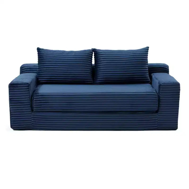 Canapé convertible 2-en-1 moderne Okak sans accoudoirs avec mousse à mémoire de forme, futon en velours côtelé pour salon, appartement