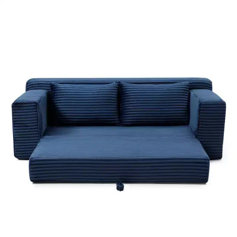 Canapé convertible 2-en-1 moderne Okak sans accoudoirs avec mousse à mémoire de forme, futon en velours côtelé pour salon, appartement