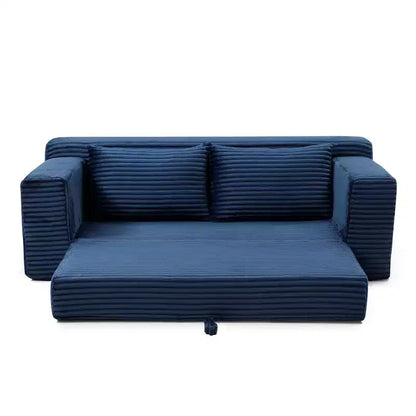Canapé convertible 2-en-1 moderne Okak sans accoudoirs avec mousse à mémoire de forme, futon en velours côtelé pour salon, appartement