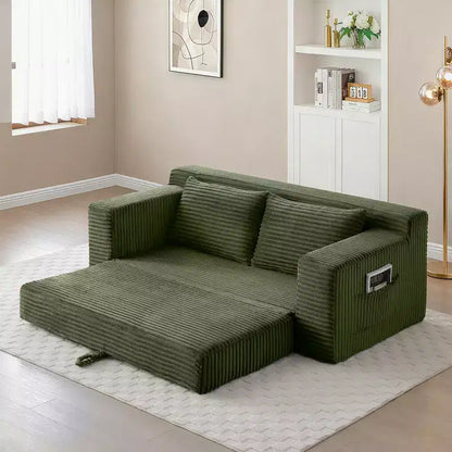 Canapé convertible 2-en-1 moderne Okak sans accoudoirs avec mousse à mémoire de forme, futon en velours côtelé pour salon, appartement