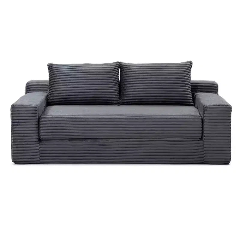 Canapé convertible 2-en-1 moderne Okak sans accoudoirs avec mousse à mémoire de forme, futon en velours côtelé pour salon, appartement