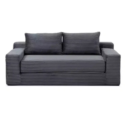 Canapé convertible 2-en-1 moderne Okak sans accoudoirs avec mousse à mémoire de forme, futon en velours côtelé pour salon, appartement