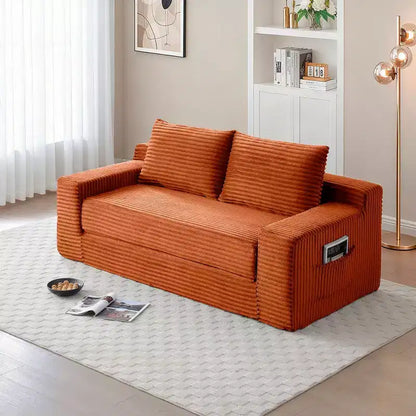 Canapé convertible 2-en-1 moderne Okak sans accoudoirs avec mousse à mémoire de forme, futon en velours côtelé pour salon, appartement