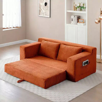 Canapé convertible 2-en-1 moderne Okak sans accoudoirs avec mousse à mémoire de forme, futon en velours côtelé pour salon, appartement
