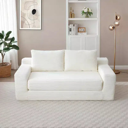 Canapé convertible 2-en-1 moderne Okak sans accoudoirs avec mousse à mémoire de forme, futon en velours côtelé pour salon, appartement