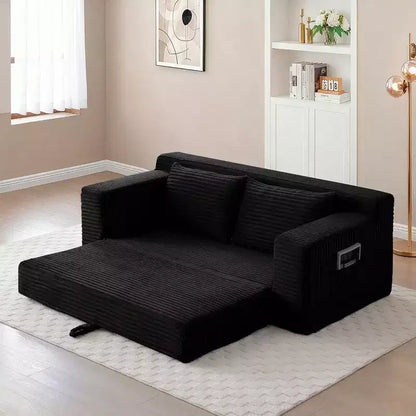Canapé convertible 2-en-1 moderne Okak sans accoudoirs avec mousse à mémoire de forme, futon en velours côtelé pour salon, appartement